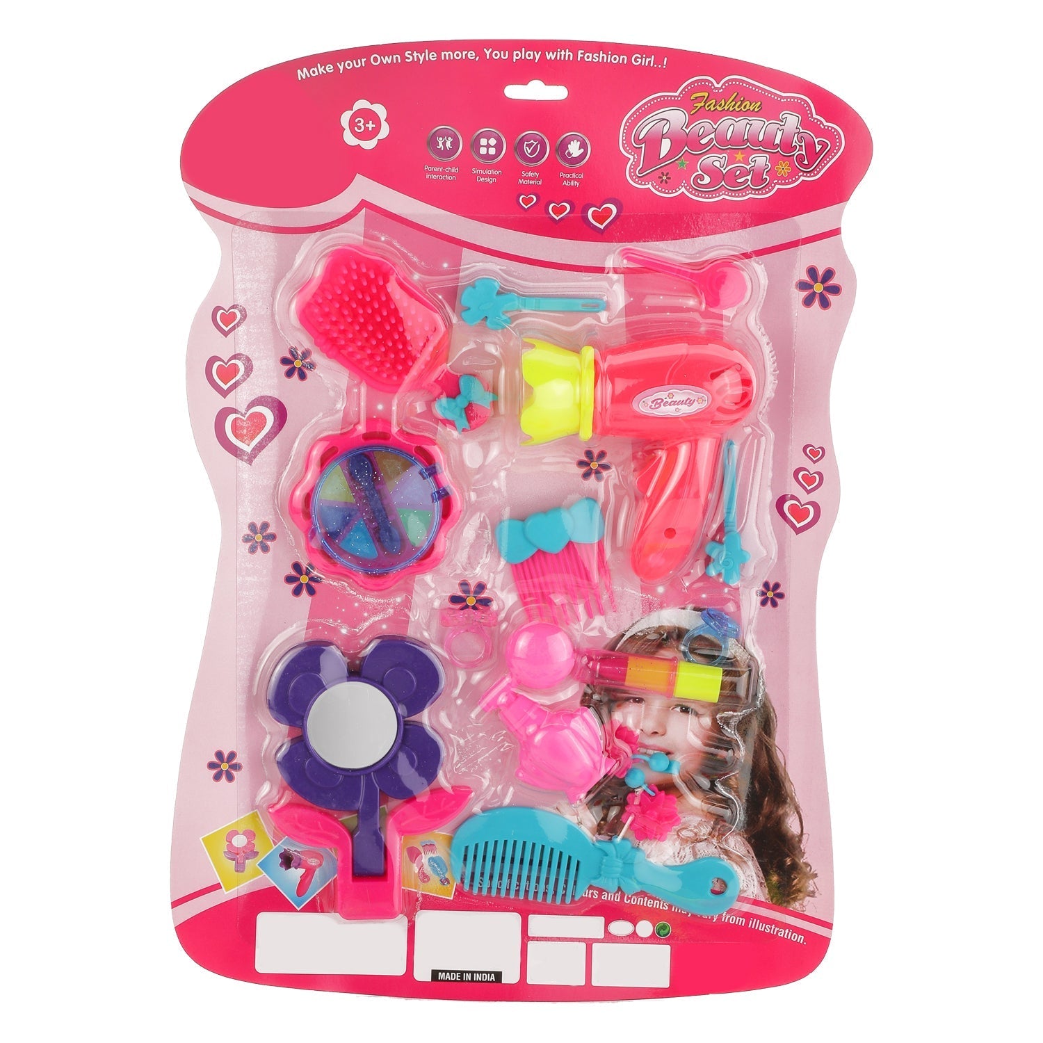 Multicolour beauty suitcase toy with makeup vanity for girls Multicolour beauty suitcase toy with makeup vanity for girls